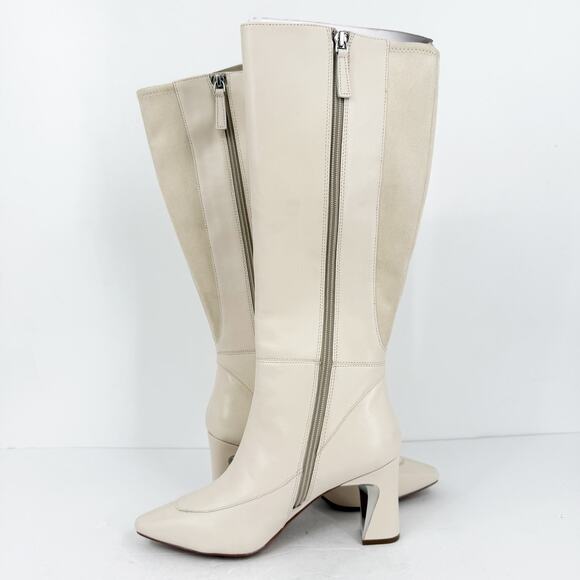 Linea Paolo Womens Jaime Boots Size 8.5M Cream Knee High Heels Leather NWOB - Picture 6 of 11